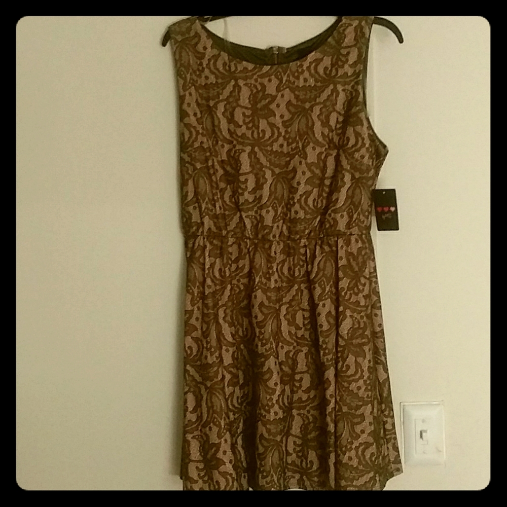 Olive and nude mini dress